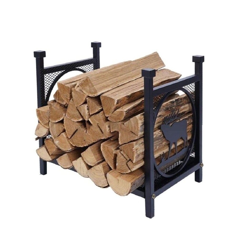 ELK Firewood Log Rack, Iron Wood Lumber Storage Holder Fireplace, Heavy Duty ...